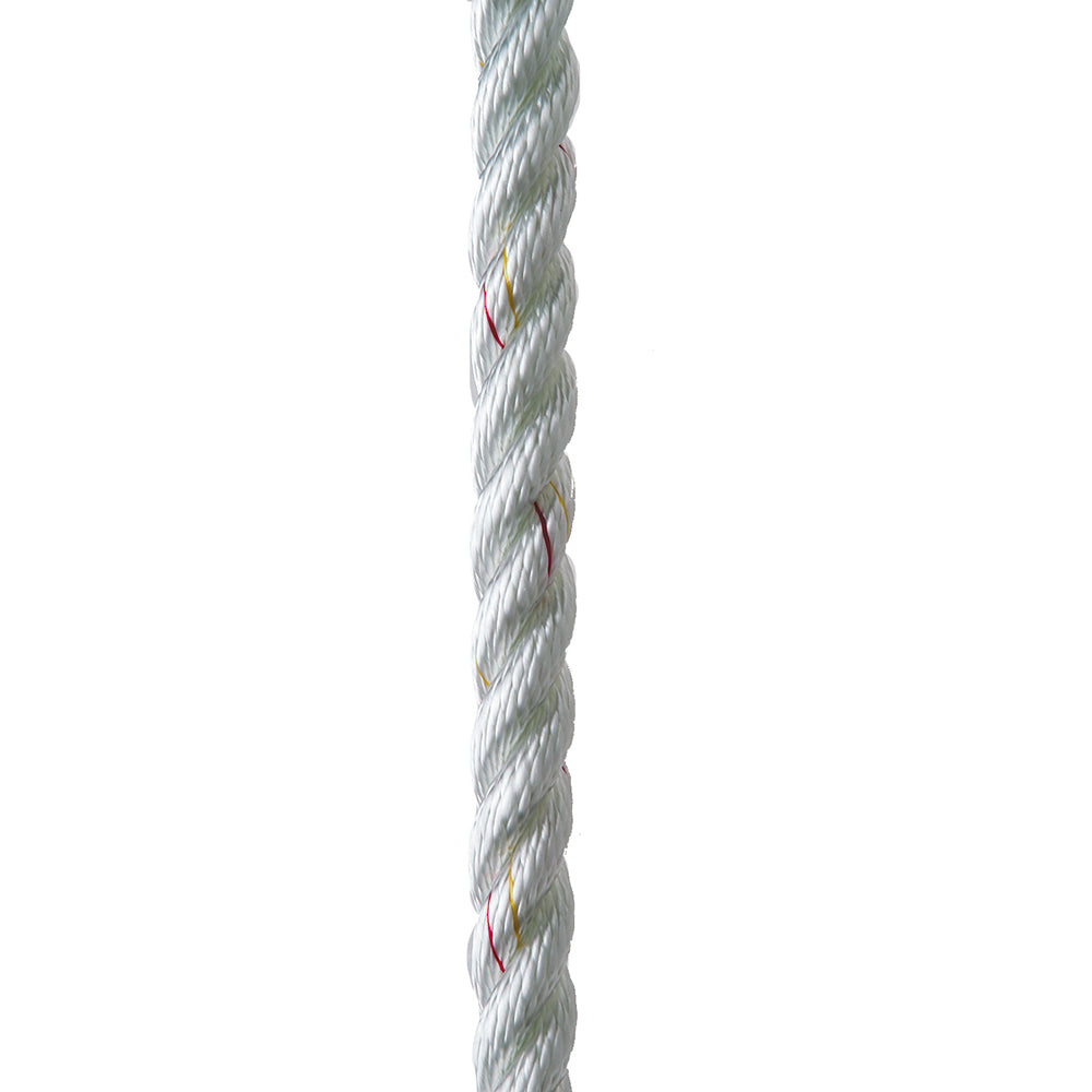 New England Ropes 3/8" Premium 3-Strand Dock Line - White w/Tracer - 15 [C6050-12-00015]