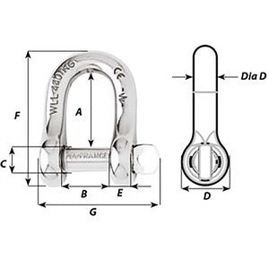 Wichard Captive Pin D Shackle - Diameter 8mm - 5/16" [01404]