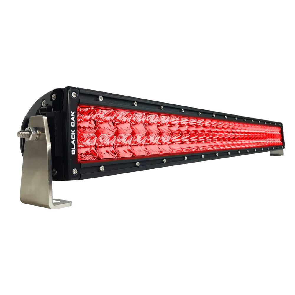 Black Oak 30" Curved Double Row Red LED Predator Hunting Light Bar - Combo Optics - Black Housing - Pro Series 3.0 [30CR-D3OS]